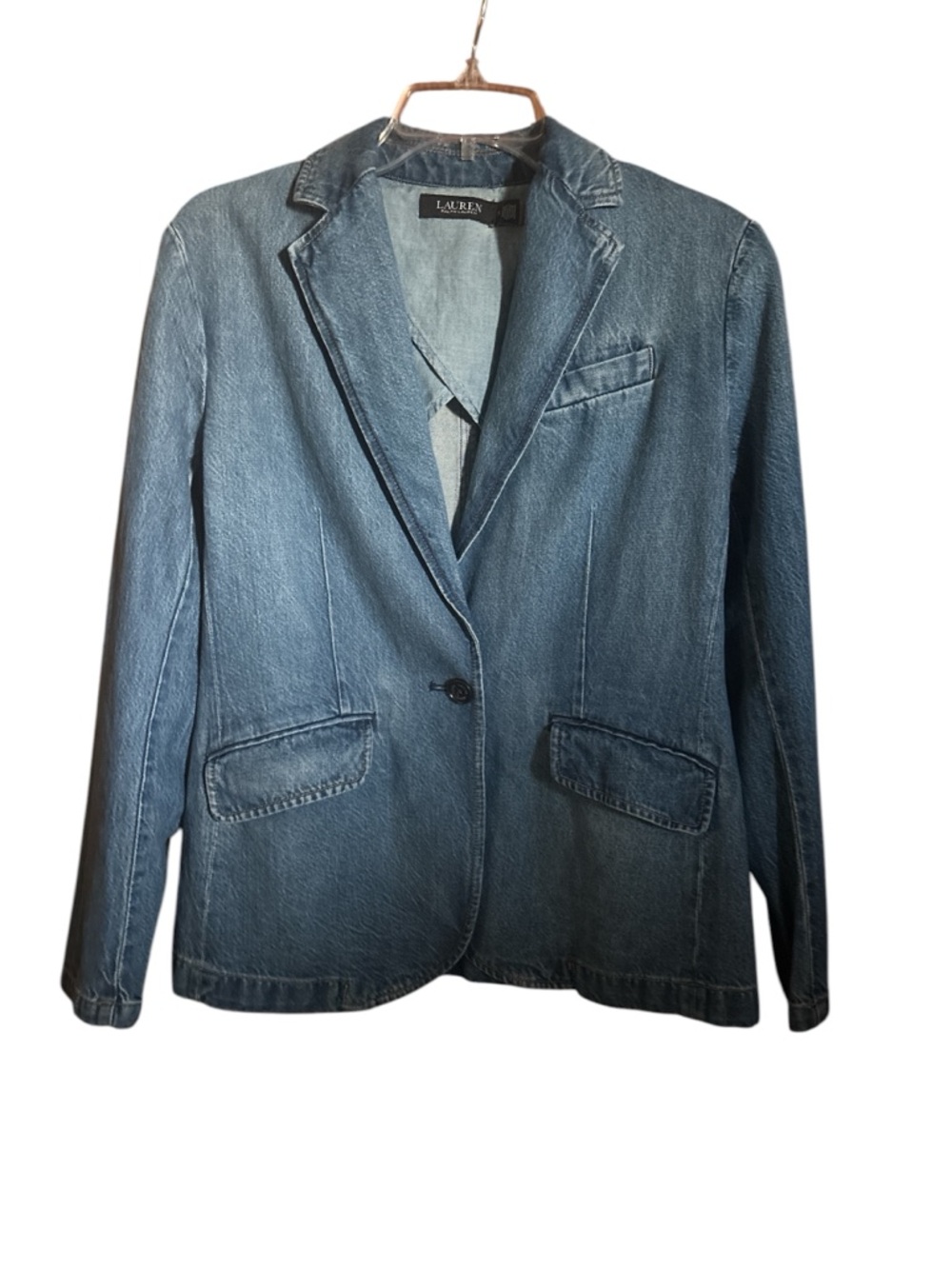 Denim Blazer Jacket in Light Blue